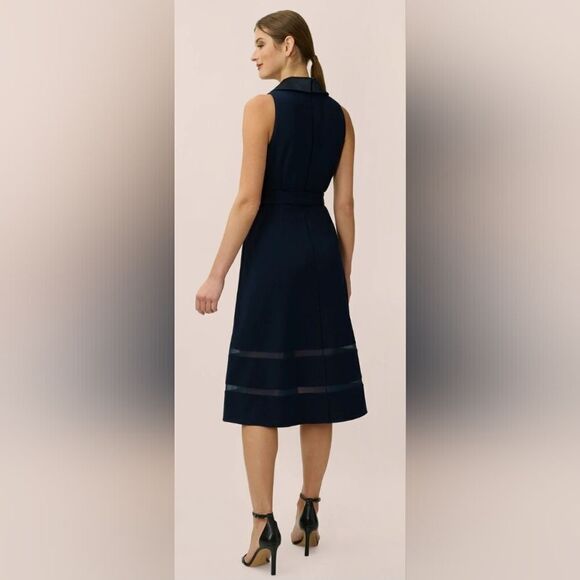 Adrianna Papell Women's Fit & Flare Tuxedo Dress NWT size 8 Midnight Blue - Picture 2 of 6